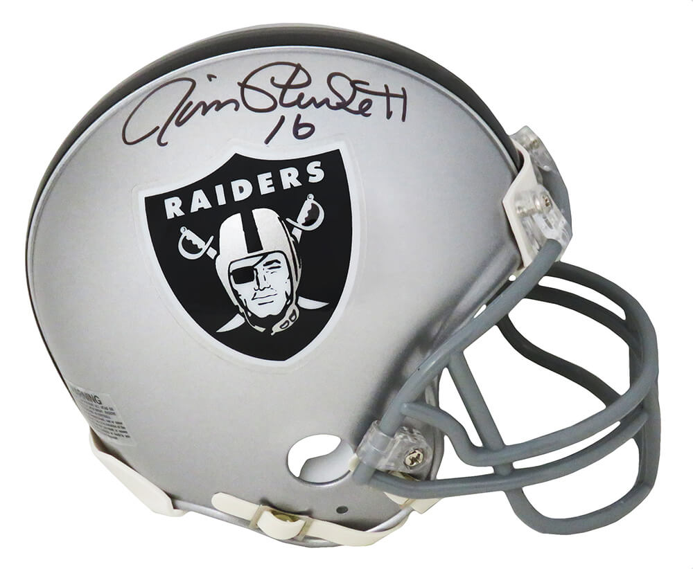 Jim Plunkett Signed Raiders Riddell Mini Helmet - PLUMIN301 - Jim Plunkett Signed Raiders Riddell Mini Helmet product image
