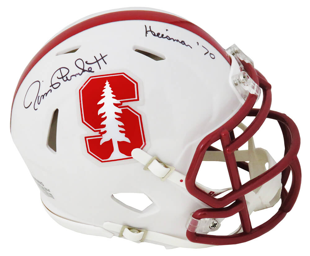 Jim Plunkett Signed Stanford Cardinals Riddell Speed Mini Helmet w/Heisman'70 - PLUMIN304 - Jim Plunkett Signed Stanford Cardinals Riddell Speed Mini Helmet w/Heisman'70 product image
