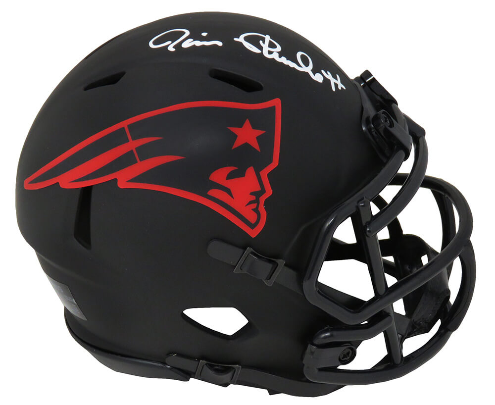 Jim Plunkett Signed New England Patriots Eclipse Riddell Speed Mini Helmet - PLUMIN305 - Jim Plunkett Signed New England Patriots Eclipse Riddell Speed Mini Helmet product image