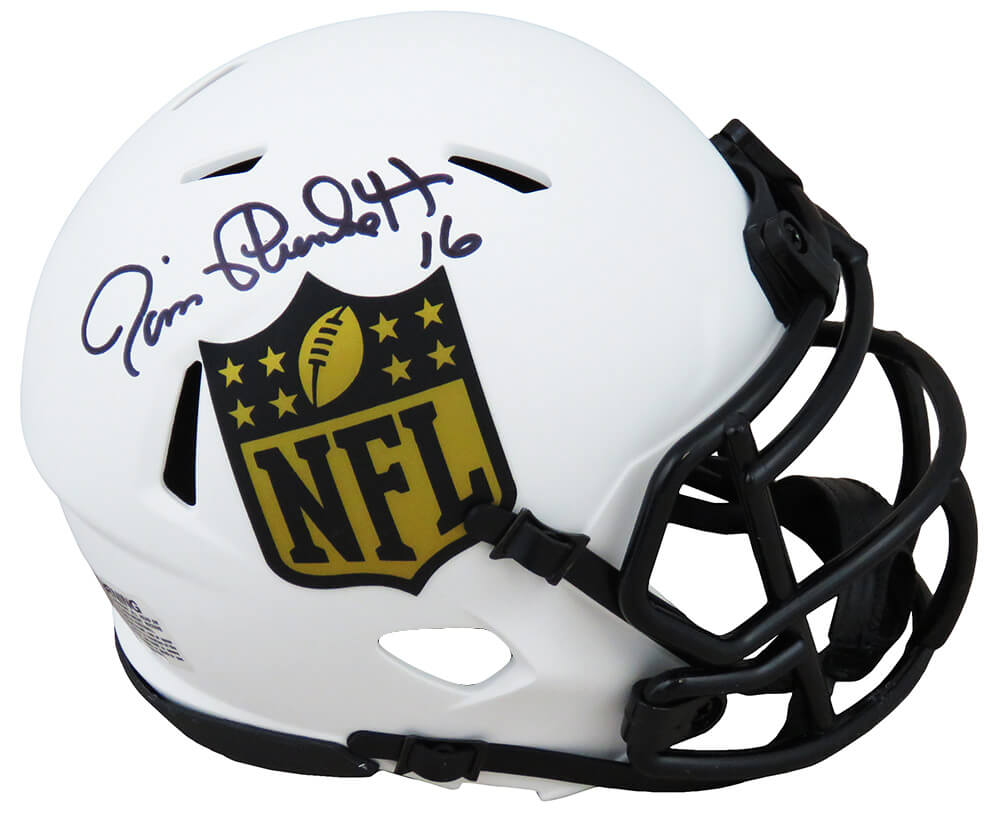 Jim Plunkett Signed NFL Logo Lunar Eclipse White Matte Riddell Speed Mini Helmet - PLUMIN306 - Jim Plunkett Signed NFL Logo Lunar Eclipse White Matte Riddell Speed Mini Helmet product image