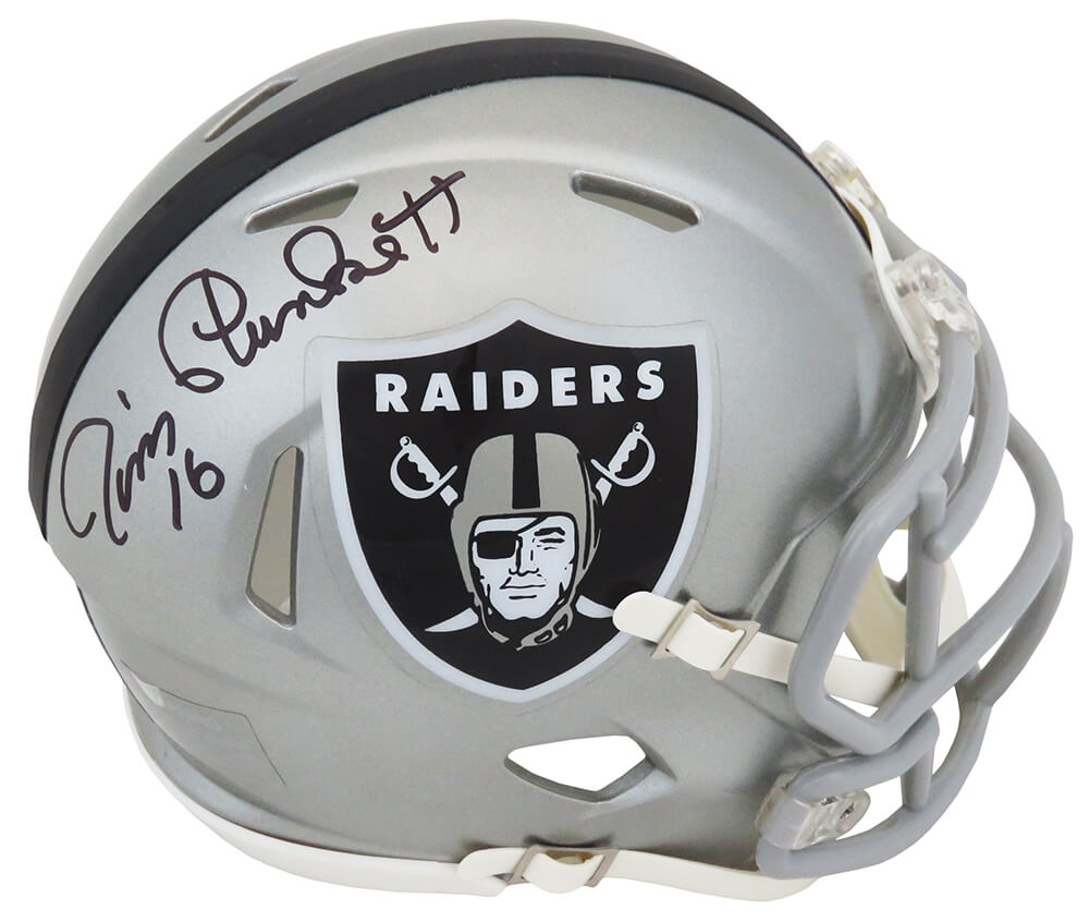 Jim Plunkett Signed Raiders FLASH Riddell Speed Mini Helmet - PLUMIN312 - Jim Plunkett Signed Raiders FLASH Riddell Speed Mini Helmet product image