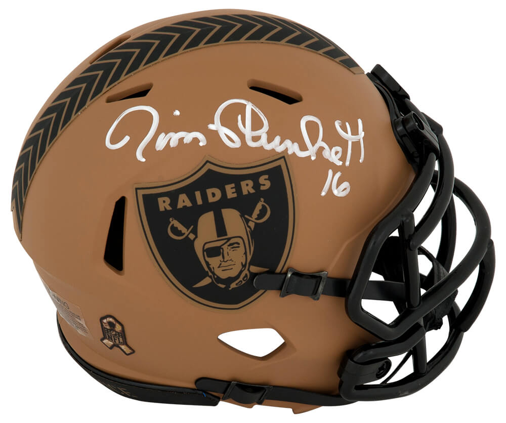 Jim Plunkett Signed Raiders SALUTE 2023 Riddell Speed Mini Helmet - PLUMIN313 - Jim Plunkett Signed Raiders SALUTE 2023 Riddell Speed Mini Helmet product image