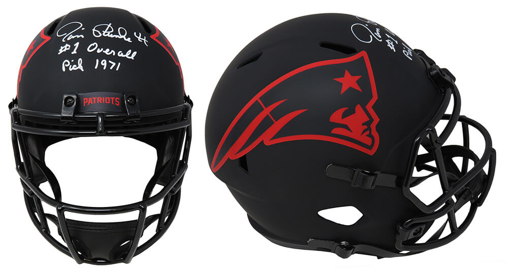 Jim Plunkett Signed New England Patriots Eclipse Riddell Full Size Speed Replica Helmet w/#1 Overall Pick 1971 - PLUREP303 - Jim Plunkett Signed New England Patriots Eclipse Riddell Full Size Speed Replica Helmet w/#1 Overall Pick 1971 product image