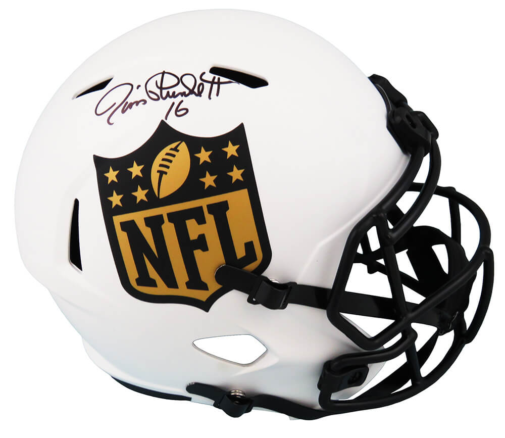 Jim Plunkett Signed NFL Logo Lunar Eclipse White Matte Riddell Full Size Speed Replica Helmet - PLUREP308 - Jim Plunkett Signed NFL Logo Lunar Eclipse White Matte Riddell Full Size Speed Replica Helmet product image
