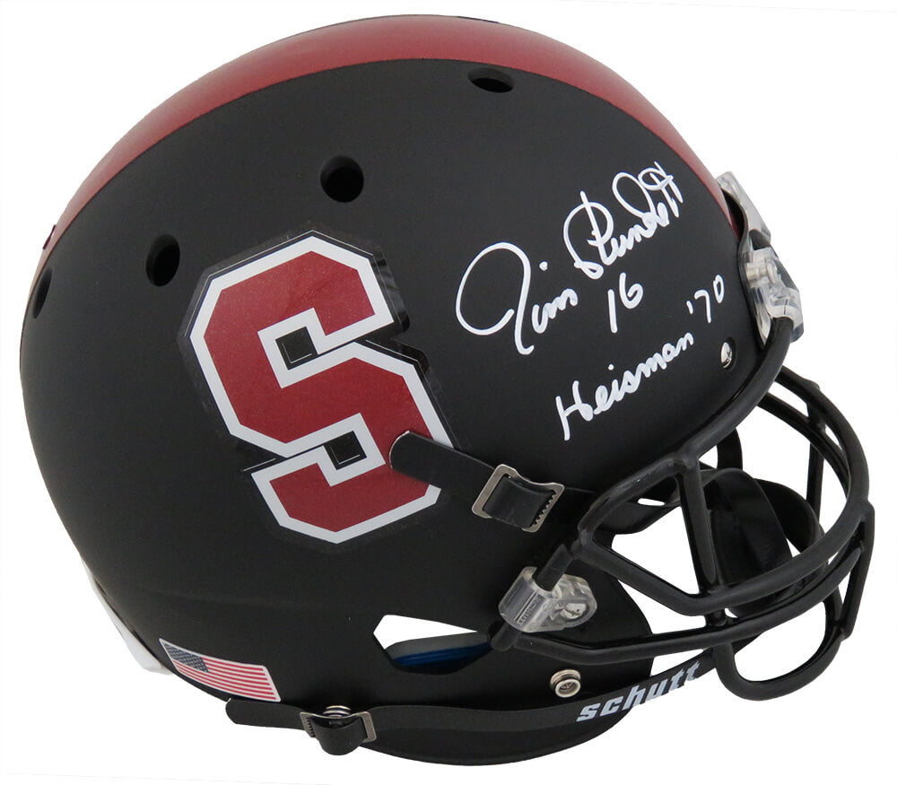 Jim Plunkett Signed Stanford Cardinals Black Schutt Full Size Replica Helmet w/Heisman'70 - PLUREP310 - Jim Plunkett Signed Stanford Cardinals Black Schutt Full Size Replica Helmet w/Heisman'70 product image