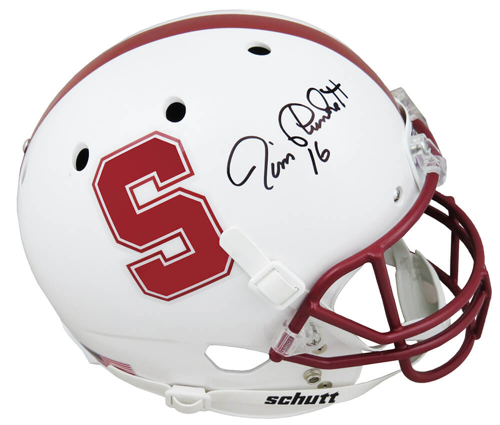 Jim Plunkett Signed Stanford Cardinals White Schutt Full Size Replica Helmet - PLUREP311 - Jim Plunkett Signed Stanford Cardinals White Schutt Full Size Replica Helmet product image