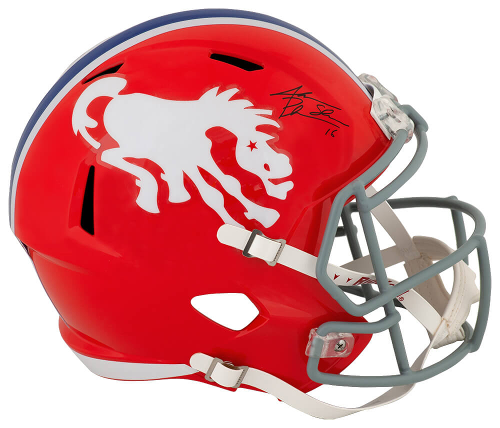 Jake Plummer Signed Denver Broncos 1966 Style Throwback Riddell Full Size Speed Replica Helmet w/Snake - PLUREP335 - Jake Plummer Signed Denver Broncos 1966 Style Throwback Riddell Full Size Speed Replica Helmet w/Snake product image