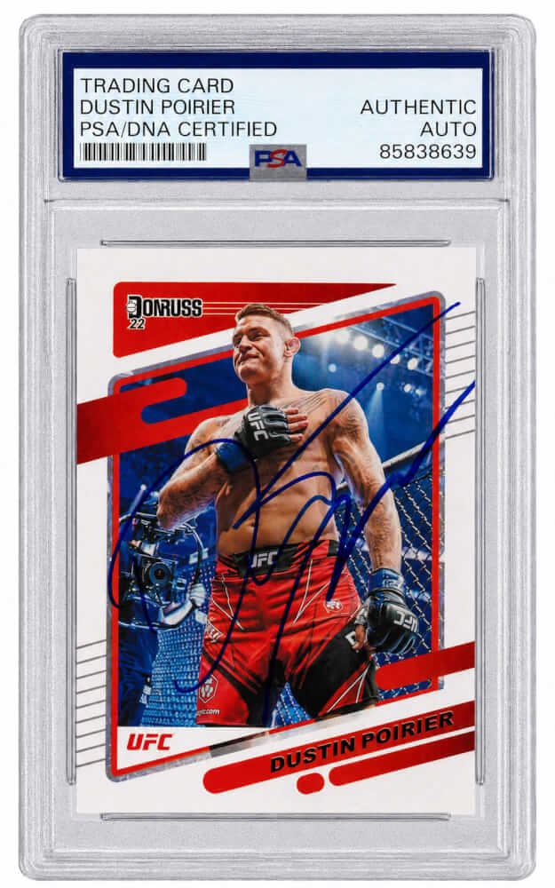 Dustin Poirier Signed 2022 Donruss UFC Trading Card #29 - (PSA Encapsulated) - POICAR502 - Dustin Poirier Signed 2022 Donruss UFC Trading Card #29 - (PSA Encapsulated) product image