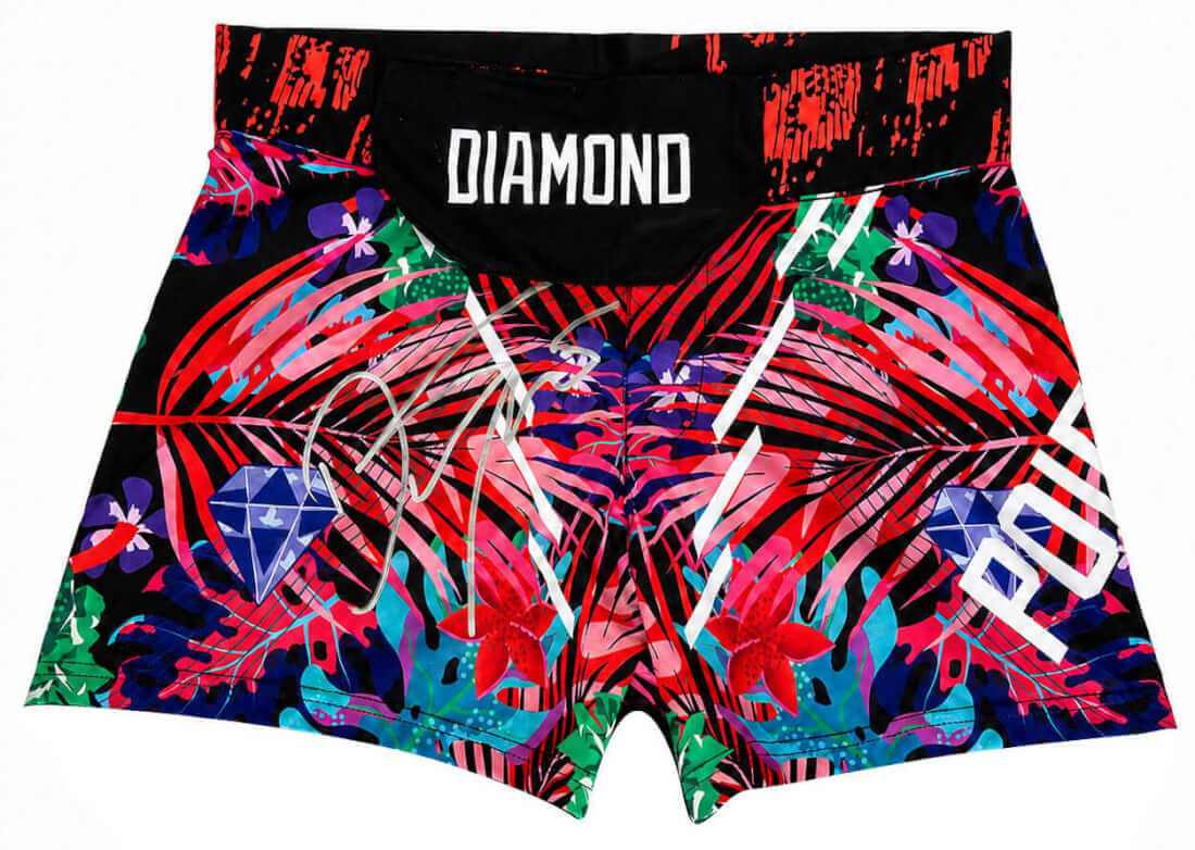 Dustin Poirier Signed MMA Multi Color Fighting Shorts - POITRU500 - Dustin Poirier Signed MMA Multi Color Fighting Shorts product image