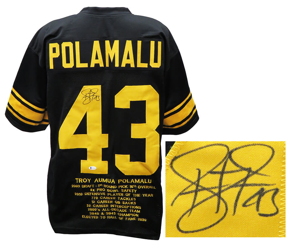 Troy Polamalu Signed Black Color Rush Embroidered State Custom Football Jersey (Beckett) - POLJRY300 - Troy Polamalu Signed Black Color Rush Embroidered State Custom Football Jersey (Beckett) product image