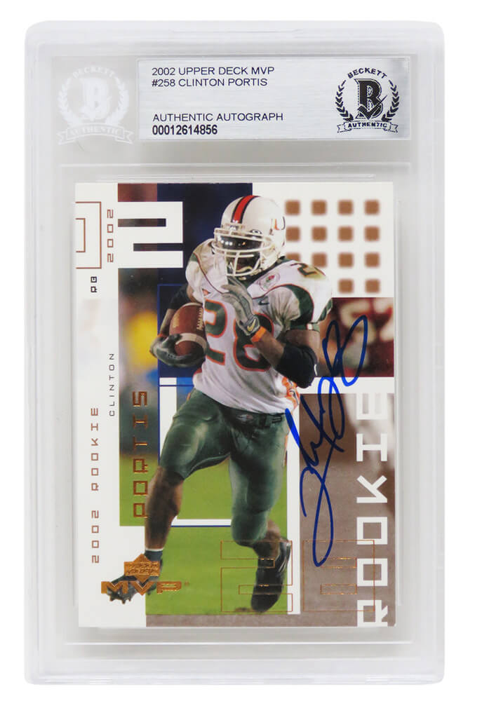 Clinton Portis Signed 2002 Upper Deck MVP Rookie Card #258 - (Beckett Encapsulated) - PORCAR301 - Clinton Portis Signed 2002 Upper Deck MVP Rookie Card #258 - (Beckett Encapsulated) product image
