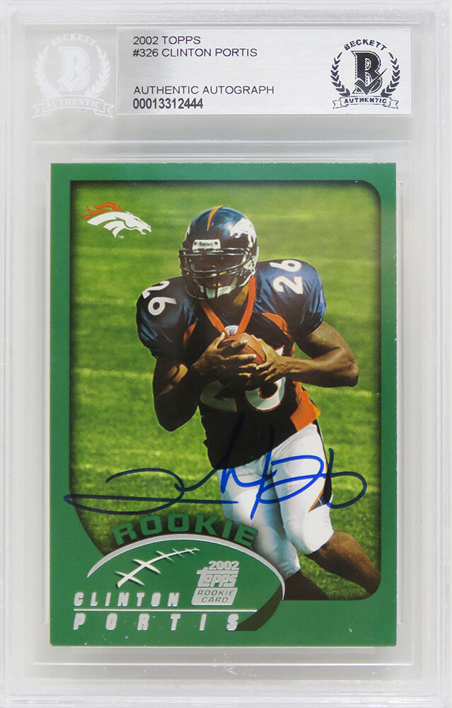 Clinton Portis Signed Denver Broncos 2002 Topps Rookie Card #326 - (Beckett Encapsulated) - PORCAR304 - Clinton Portis Signed Denver Broncos 2002 Topps Rookie Card #326 - (Beckett Encapsulated) product image