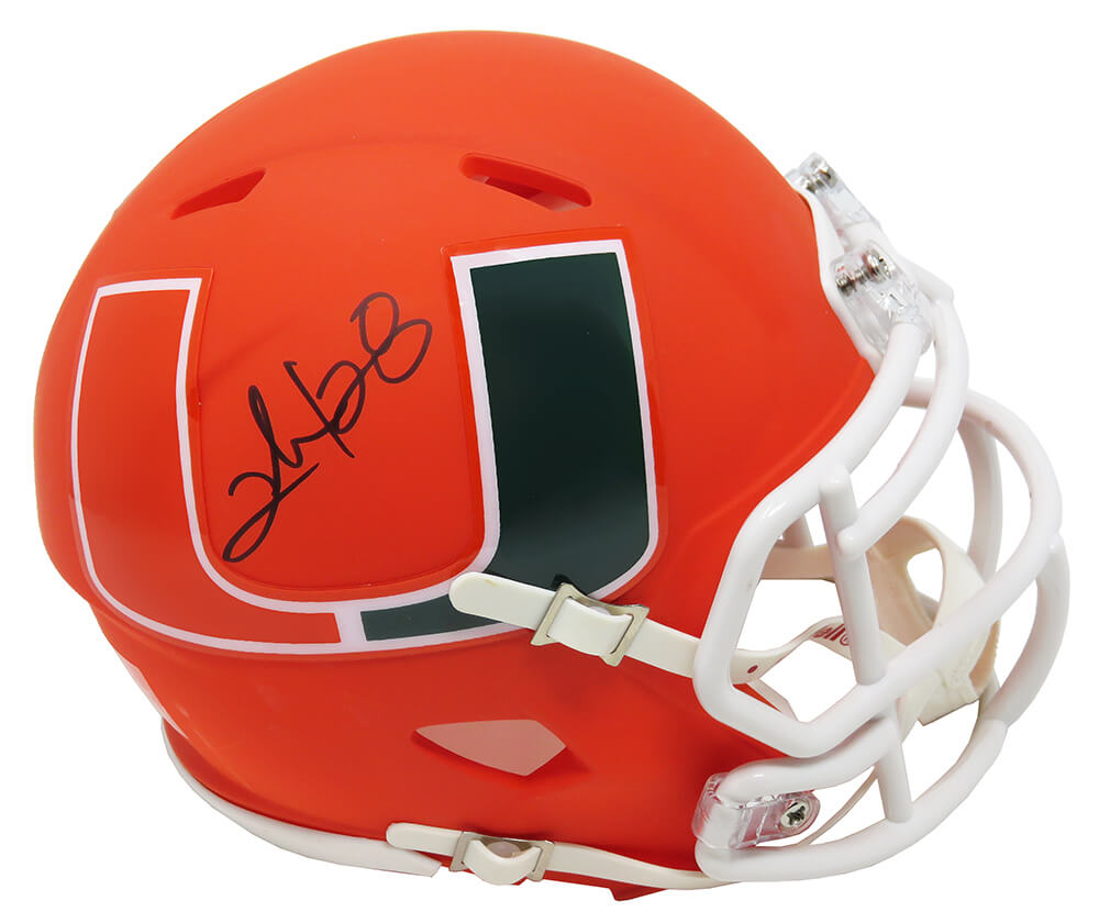 Clinton Portis Signed Miami Hurricanes AMP Alternate Series Riddell Speed Mini Helmet - PORMIN305 - Clinton Portis Signed Miami Hurricanes AMP Alternate Series Riddell Speed Mini Helmet product image