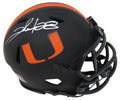 Clinton Portis Signed Miami Hurricanes Eclipse Black Matte Riddell Speed Mini Helmet - PORMIN313 - Clinton Portis Signed Miami Hurricanes Eclipse Black Matte Riddell Speed Mini Helmet product image
