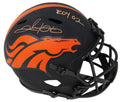Clinton Portis Signed Denver Broncos Eclipse Black Matte Riddell Full Size Speed Replica Helmet w/02 ROY - PORREP306 - Clinton Portis Signed Denver Broncos Eclipse Black Matte Riddell Full Size Speed Replica Helmet w/02 ROY product image
