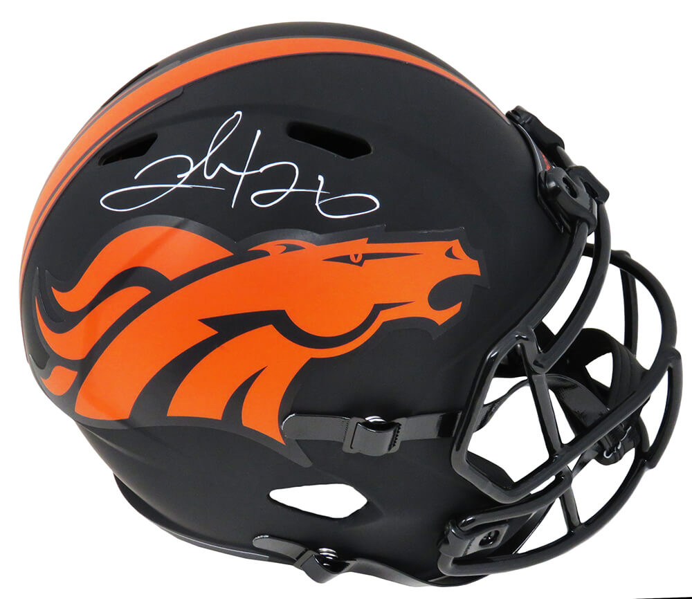 Clinton Portis Signed Broncos Eclipse Black Matte Riddell Full Size Speed Replica Helmet - PORREP314 - Clinton Portis Signed Broncos Eclipse Black Matte Riddell Full Size Speed Replica Helmet product image