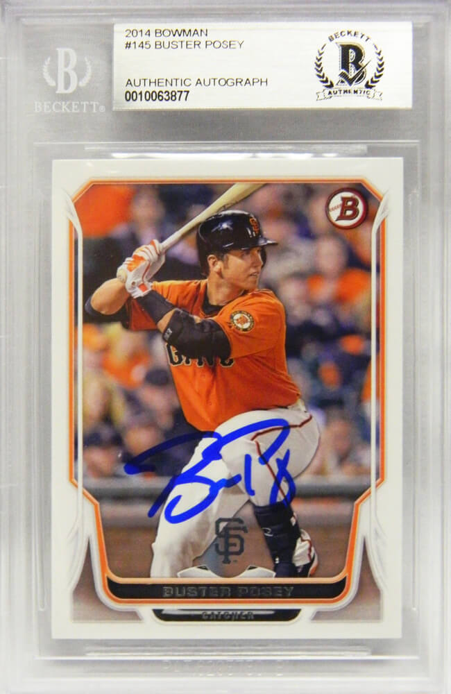 Buster Posey Signed San Francisco Giants 2014 Bowman Trading Card #145 - (Beckett Encapsulated) - POSCAR100 - Buster Posey Signed San Francisco Giants 2014 Bowman Trading Card #145 - (Beckett Encapsulated) product image