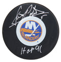 Denis Potvin Signed NY Islanders Logo Hockey Puck w/HOF'91 - POTPUC401 - Denis Potvin Signed NY Islanders Logo Hockey Puck w/HOF'91 product image