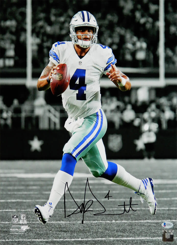 Dak Prescott Signed Dallas Cowboys Action Spotlight 16x20 Photo - PRE16P300 - Dak Prescott Signed Dallas Cowboys Action Spotlight 16x20 Photo product image