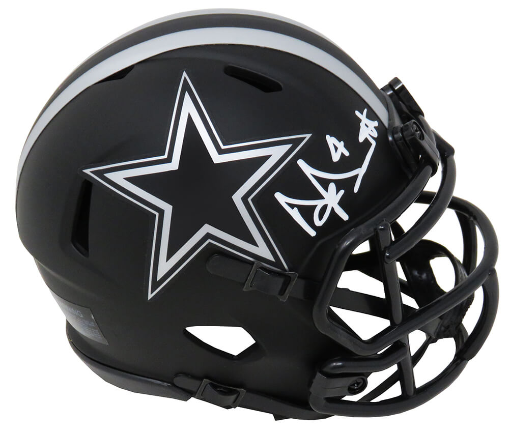 Dak Prescott Signed Dallas Cowboys Eclipse Black Matte Riddell Speed Mini Helmet - PREMIN301 - Dak Prescott Signed Dallas Cowboys Eclipse Black Matte Riddell Speed Mini Helmet product image