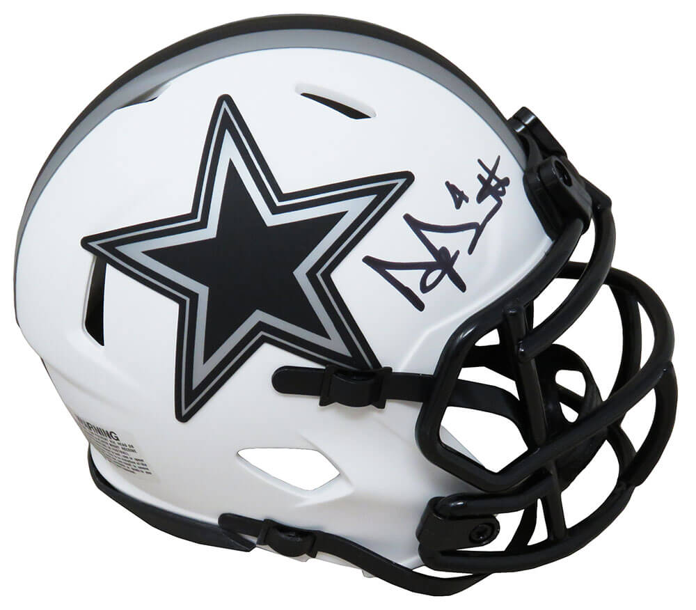 Dak Prescott Signed Dallas Cowboys Lunar Eclipse White Matte Riddell Speed Mini Helmet - PREMIN302 - Dak Prescott Signed Dallas Cowboys Lunar Eclipse White Matte Riddell Speed Mini Helmet product image