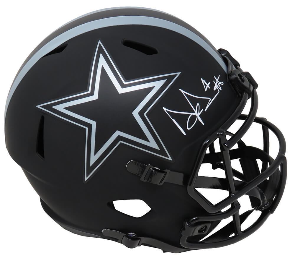 Dak Prescott Signed Dallas Cowboys Eclipse Black Matte Riddell Full Size Speed Replica Helmet - PREREP301 - Dak Prescott Signed Dallas Cowboys Eclipse Black Matte Riddell Full Size Speed Replica Helmet product image