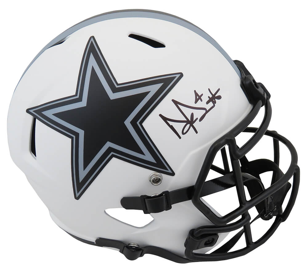 Dak Prescott Signed Dallas Cowboys Lunar Eclipse White Matte Riddell Full Size Speed Replica Helmet - PREREP302 - Dak Prescott Signed Dallas Cowboys Lunar Eclipse White Matte Riddell Full Size Speed Replica Helmet product image