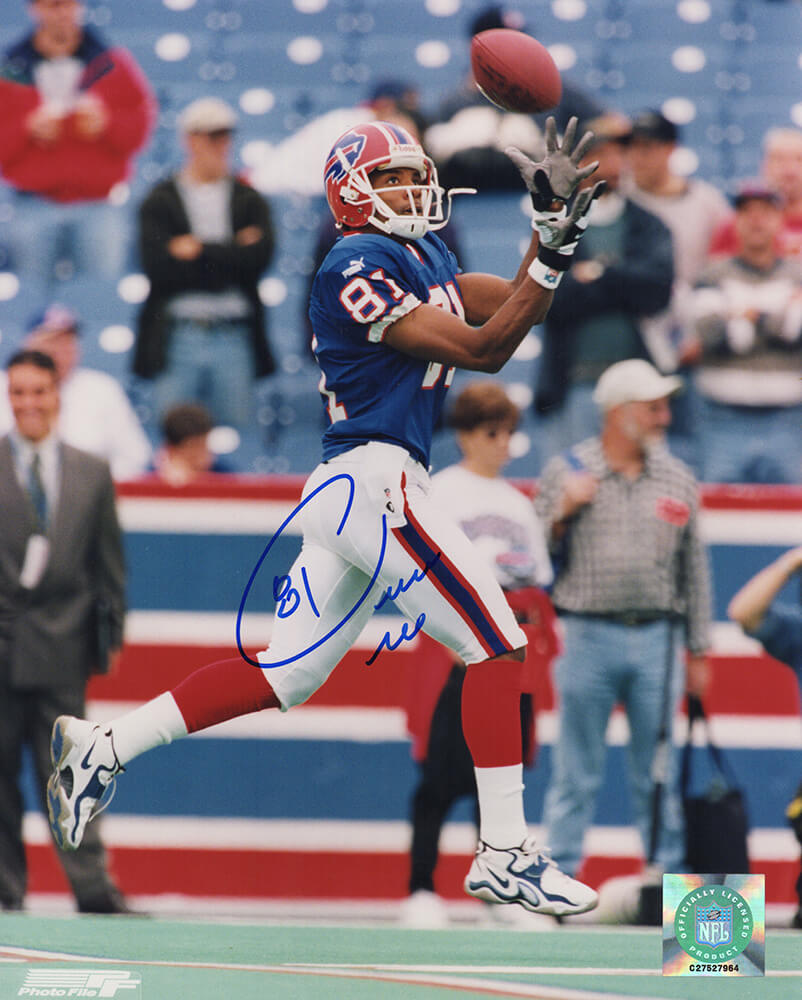 Peerless Price Signed Buffalo Bills Blue Jersey Catching Ball 8x10 Photo - PRI08P302 - Peerless Price Signed Buffalo Bills Blue Jersey Catching Ball 8x10 Photo product image