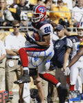 Peerless Price Signed Buffalo Bills White Jersey Action With Ball 8x10 Photo - PRI08P303 - Peerless Price Signed Buffalo Bills White Jersey Action With Ball 8x10 Photo product image