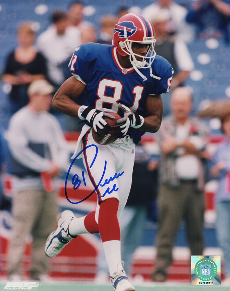 Peerless Price Signed Buffalo Bills Blue Jersey With Football 8x10 Photo - PRI08P304 - Peerless Price Signed Buffalo Bills Blue Jersey With Football 8x10 Photo product image