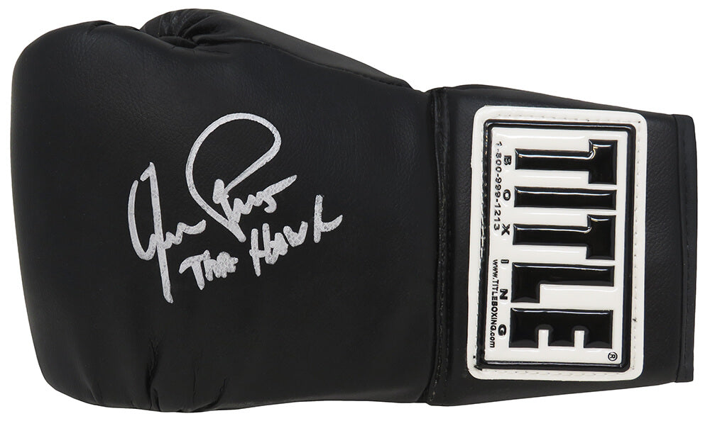 Aaron Pryor Signed Title Black Full Size Boxing Glove w/The Hawk - (JSA) - PRYGLV502 - Aaron Pryor Signed Title Black Full Size Boxing Glove w/The Hawk - (JSA) product image