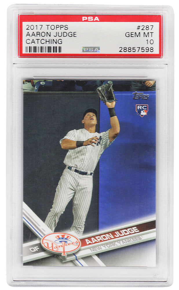 Aaron Judge (New York Yankees) 2017 Topps Baseball #287 Catching RC Rookie Card - PSA 10 GEM MINT (Silver Label) - PS1AJ17T2 - Aaron Judge (New York Yankees) 2017 Topps Baseball #287 Catching RC Rookie Card - PSA 10 GEM MINT (Silver Label) product image