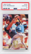 Alex Rodriguez (Seattle Mariners) 1994 Flair Baseball #340 RC Rookie Card - PSA 10 GEM MINT (New Label) - PS1AR94F2 - Alex Rodriguez (Seattle Mariners) 1994 Flair Baseball #340 RC Rookie Card - PSA 10 GEM MINT (New Label) product image