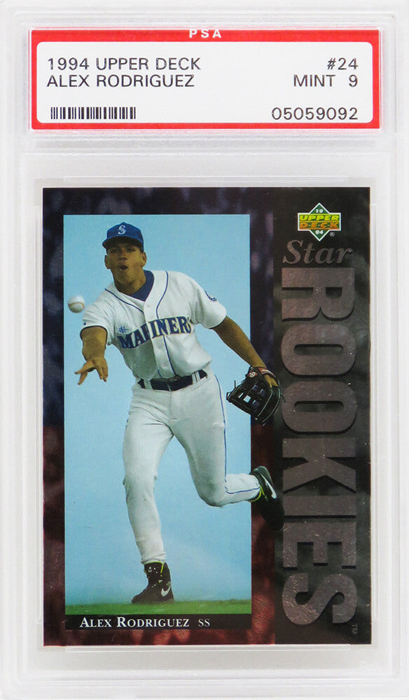 Alex Rodriguez (Seattle Mariners) 1994 Upper Deck Baseball #24 RC Rookie Card - PSA 9 MINT - PS1AR94U1 - Alex Rodriguez (Seattle Mariners) 1994 Upper Deck Baseball #24 RC Rookie Card - PSA 9 MINT product image