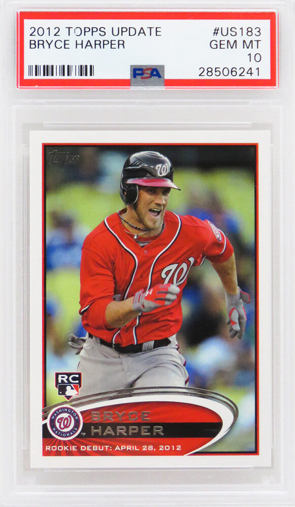 Bryce Harper (Washington Nationals) 2012 Topps Update Baseball #US183 RC Rookie Card - PSA 10 GEM MINT (New Label) - PS1BH12T2 - Bryce Harper (Washington Nationals) 2012 Topps Update Baseball #US183 RC Rookie Card - PSA 10 GEM MINT (New Label) product image