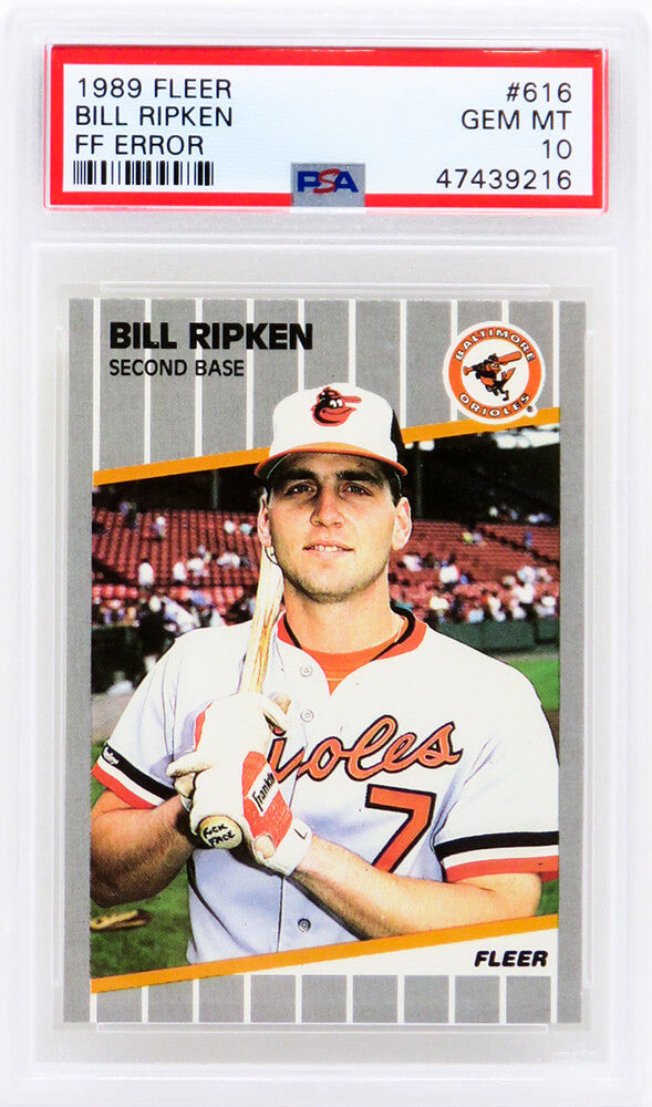 Bill Ripken (Baltimore Orioles) 1989 Fleer Baseball #616 FF Error Card - PSA 10 GEM MINT (New Label) - PS1BR89F2 - Bill Ripken (Baltimore Orioles) 1989 Fleer Baseball #616 FF Error Card - PSA 10 GEM MINT (New Label) product image