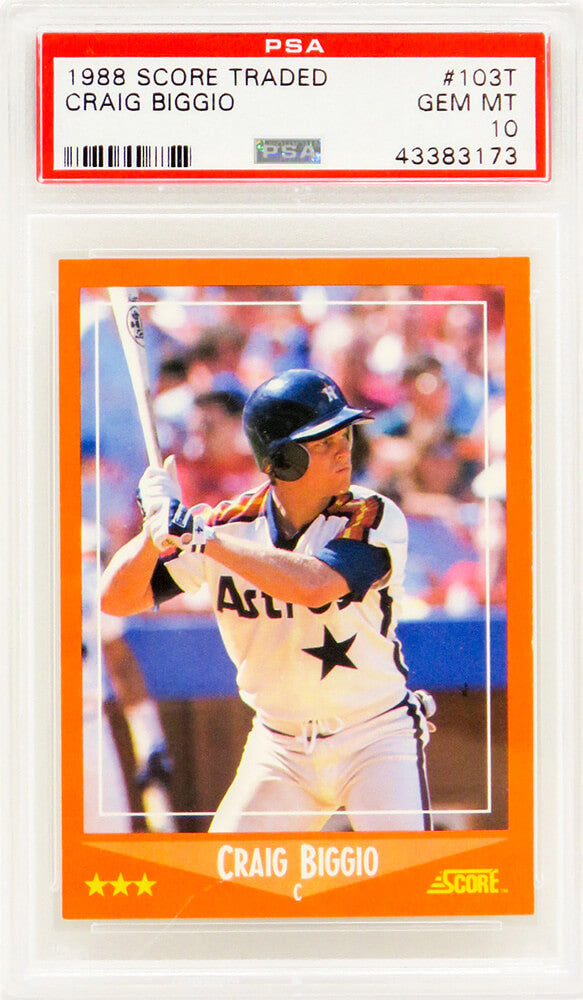 Craig Biggio (Houston Astros) 1988 Score Traded Baseball #103T RC Rookie Card - PSA 10  (Silver Label) - PS1CB88S2 - Craig Biggio (Houston Astros) 1988 Score Traded Baseball #103T RC Rookie Card - PSA 10 (Silver Label) product image