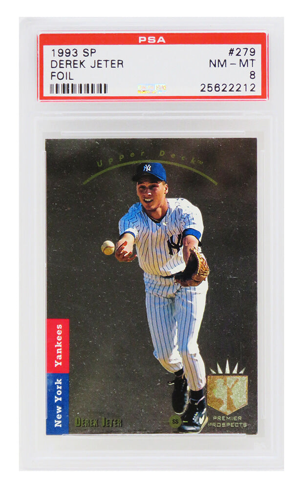 Derek Jeter (New York Yankees) 1993 SP Foil Baseball RC Rookie Card #279 (PSA 8 NM-MT) (C.) - PS1DJ93FC - Derek Jeter (New York Yankees) 1993 SP Foil Baseball RC Rookie Card #279 (PSA 8 NM-MT) (C.) product image