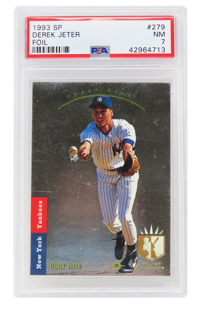Derek Jeter (New York Yankees) 1993 SP Foil Baseball RC Rookie Card #279 (PSA 7 NM) (E) - PS1DJ93FE - Derek Jeter (New York Yankees) 1993 SP Foil Baseball RC Rookie Card #279 (PSA 7 NM) (E) product image