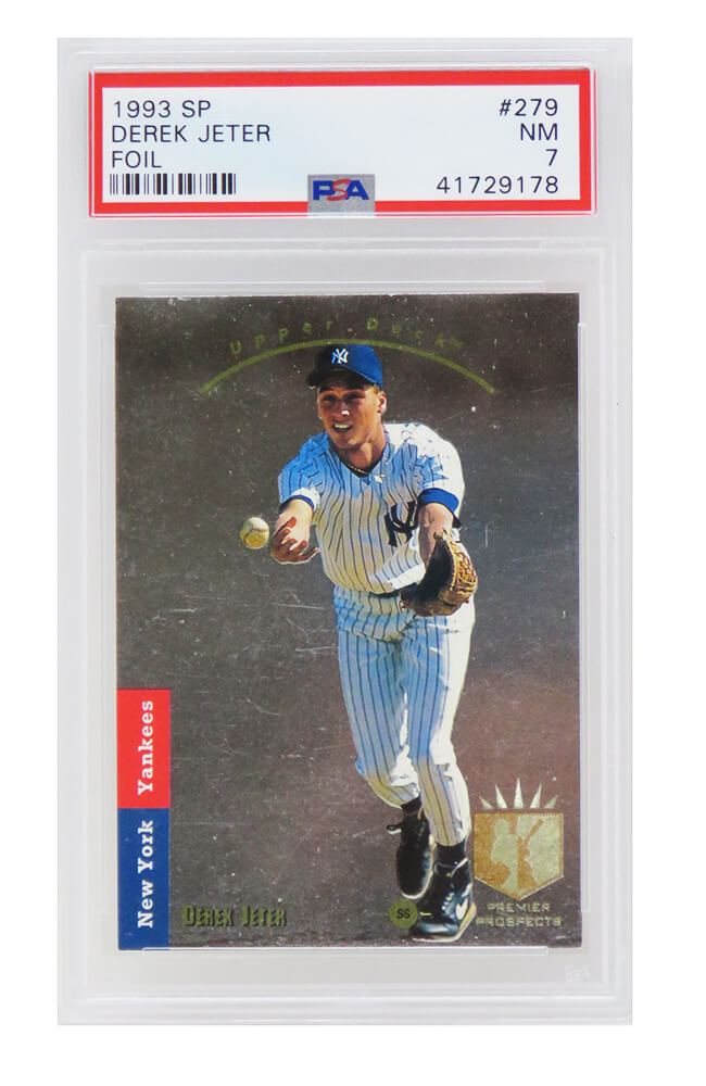 Derek Jeter (New York Yankees) 1993 SP Foil Baseball RC Rookie Card #279 (PSA 7 NM) (J) - PS1DJ93FJ - Derek Jeter (New York Yankees) 1993 SP Foil Baseball RC Rookie Card #279 (PSA 7 NM) (J) product image