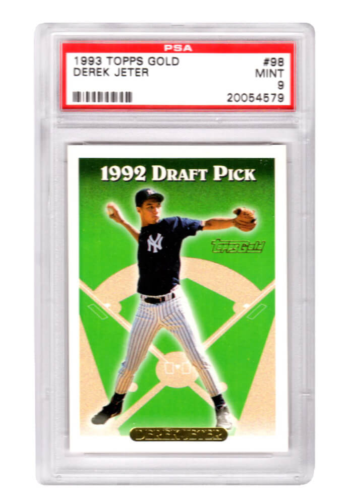 Derek Jeter (New York Yankees) 1993 Topps Gold Baseball #98 RC Rookie Card - PSA 9 MINT - PS1DJ93G1 - Derek Jeter (New York Yankees) 1993 Topps Gold Baseball #98 RC Rookie Card - PSA 9 MINT product image