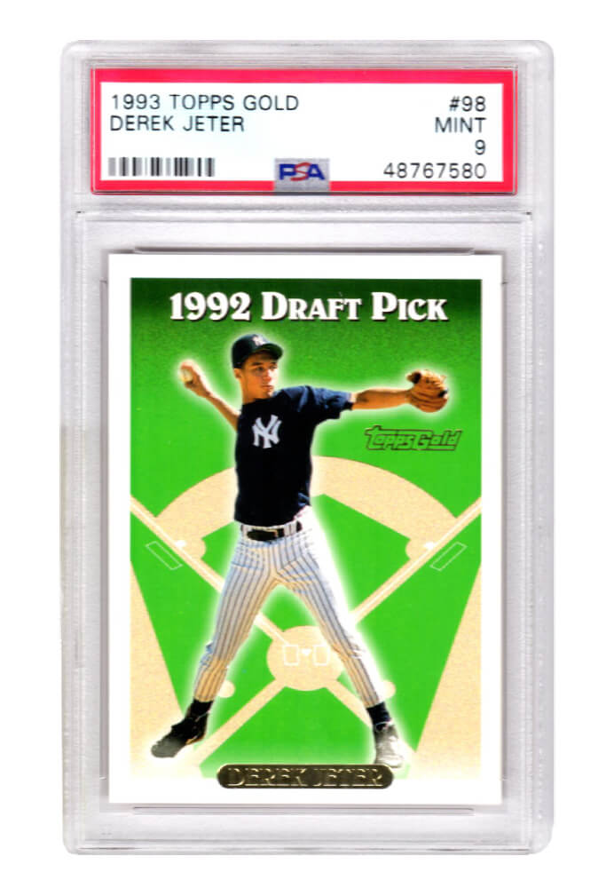 Derek Jeter (New York Yankees) 1993 Topps Gold Baseball #98 RC Rookie Card - PSA 9 MINT (New Label) - PS1DJ93G2 - Derek Jeter (New York Yankees) 1993 Topps Gold Baseball #98 RC Rookie Card - PSA 9 MINT (New Label) product image