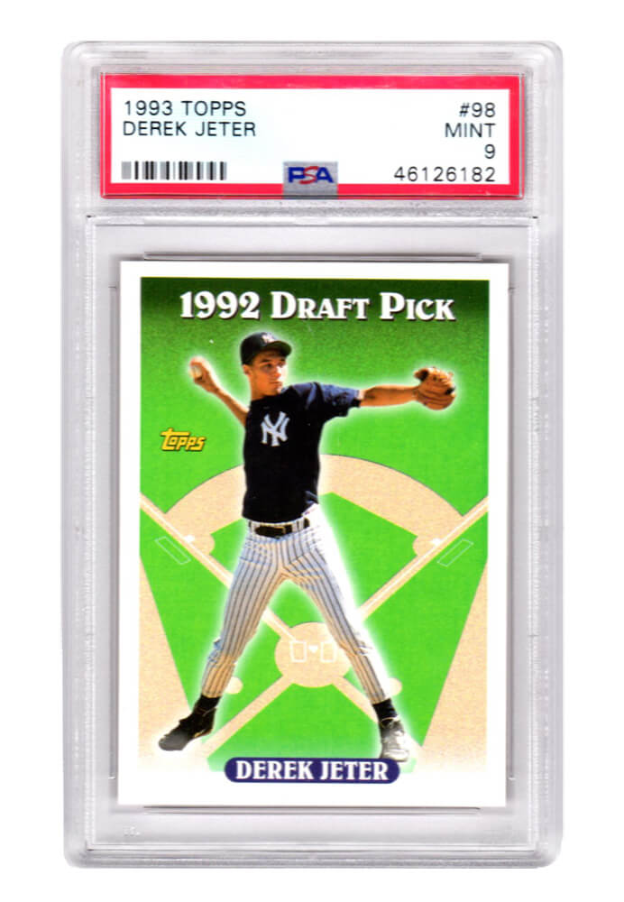 Derek Jeter (New York Yankees) 1993 Topps Baseball #98 RC Rookie Card - PSA 9 MINT - PS1DJ93T1 - Derek Jeter (New York Yankees) 1993 Topps Baseball #98 RC Rookie Card - PSA 9 MINT product image