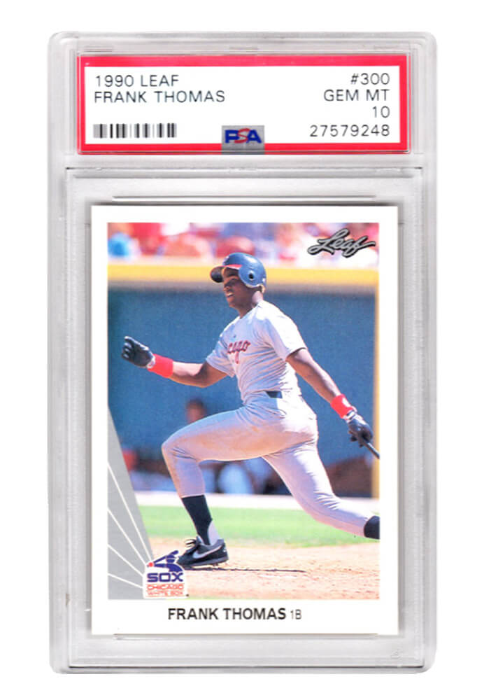 Frank Thomas (Chicago White Sox) 1990 Leaf Baseball #300 RC Rookie Card - PSA 10 GEM MINT (New Label) - PS1FT90L2 - Frank Thomas (Chicago White Sox) 1990 Leaf Baseball #300 RC Rookie Card - PSA 10 GEM MINT (New Label) product image