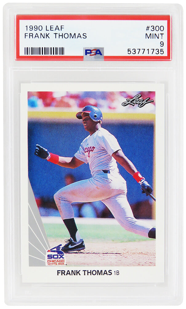 Frank Thomas (Chicago White Sox) 1990 Leaf Baseball #300 RC Rookie Card - PSA 9 MINT (New Label) - PS1FT90L4 - Frank Thomas (Chicago White Sox) 1990 Leaf Baseball #300 RC Rookie Card - PSA 9 MINT (New Label) product image