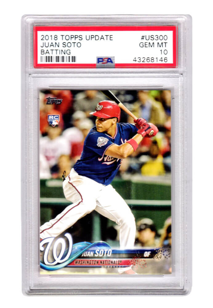 Juan Soto (Washington Nationals) 2018 Topps Update Baseball #US300 RC Rookie Card - PSA 10 GEM MINT - PS1JS18T1 - Juan Soto (Washington Nationals) 2018 Topps Update Baseball #US300 RC Rookie Card - PSA 10 GEM MINT product image