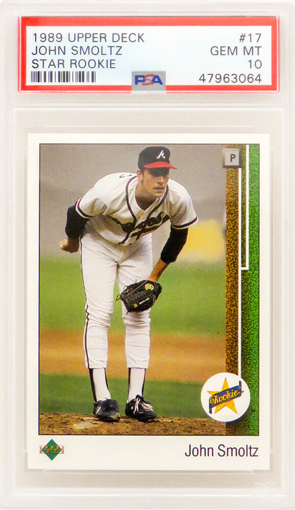 John Smoltz (Atlanta Braves) 1989 Upper Deck Baseball #17 RC Rookie Card - PSA 10 GEM MINT - PS1JS89U1 - John Smoltz (Atlanta Braves) 1989 Upper Deck Baseball #17 RC Rookie Card - PSA 10 GEM MINT product image