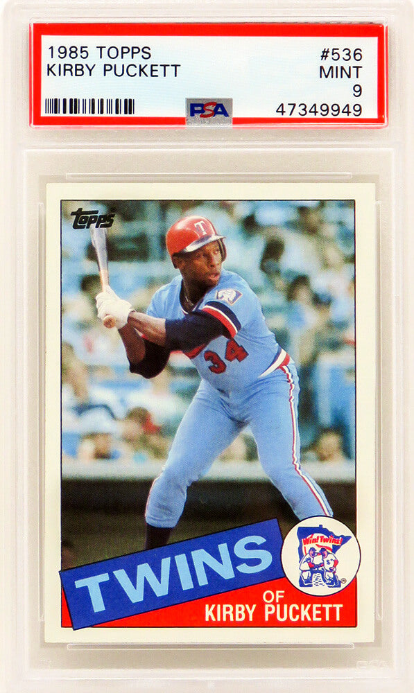 Kirby Puckett (Minnesota Twins) 1985 Topps Baseball #536 RC Rookie Card - PSA 9 MINT - PS1KP85T1 - Kirby Puckett (Minnesota Twins) 1985 Topps Baseball #536 RC Rookie Card - PSA 9 MINT product image