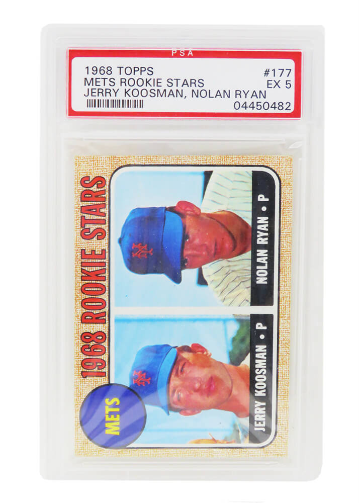 Nolan Ryan / Jerry Koosman (New York Mets) 1968 Topps Baseball #177 RC Rookie Card - PSA 5 (A) - PS1NR68TA - Nolan Ryan / Jerry Koosman (New York Mets) 1968 Topps Baseball #177 RC Rookie Card - PSA 5 (A) product image