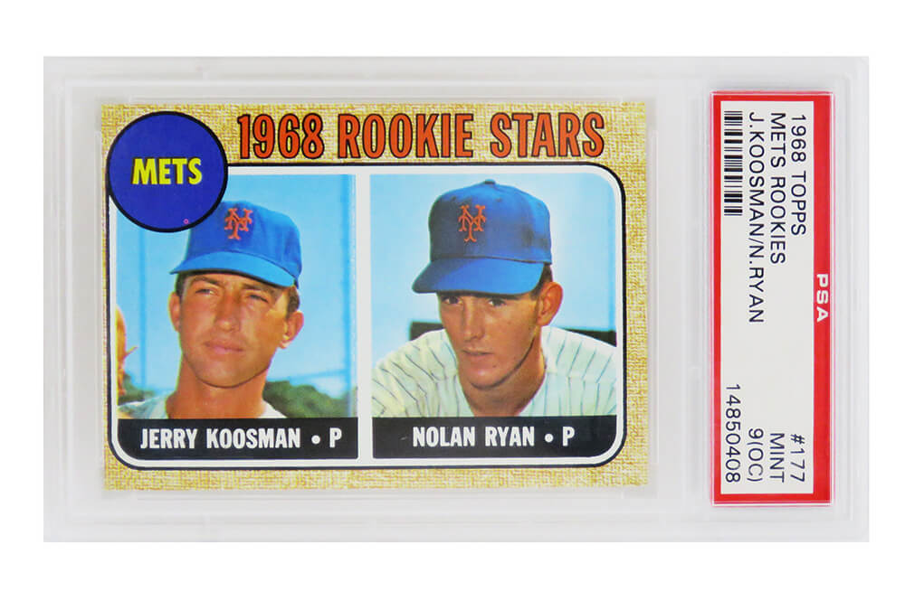 Nolan Ryan / Jerry Koosman (New York Mets) 1968 Topps Baseball #177 RC Rookie Card - PSA 9 OC (F) - PS1NR68TF - Nolan Ryan / Jerry Koosman (New York Mets) 1968 Topps Baseball #177 RC Rookie Card - PSA 9 OC (F) product image